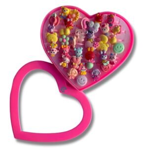 Heart Box 36 Pcs Adjustable Cute Cartoon Rings Set For Kids