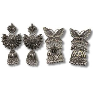 2 Pair Vintage & Butterfly Design Jhumka Earrings Set