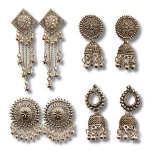 4 Pairs Combo Trending Earrings for Girls