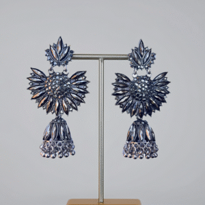 Esyko Black Oxidised Floral Jhumka Earrings for Women & Girls | Stylish Partywear Traditional Jewellery
