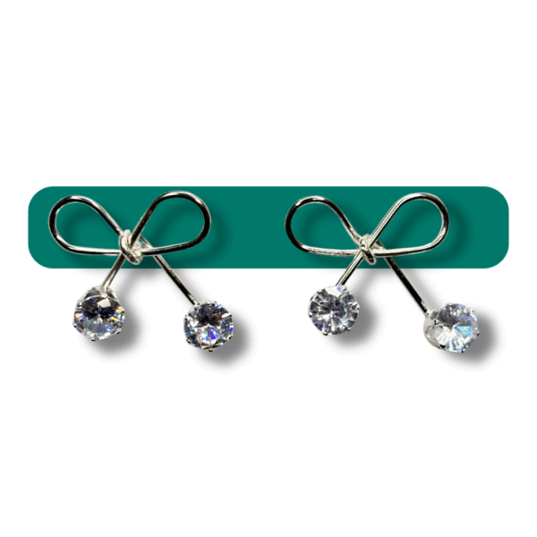 Bow Knot Earrings with Sparkling Stones – Stylish Earrings for Women & Girls - Image 2