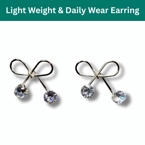 Bow Knot Earrings with Sparkling Stones – Stylish Earrings for Women & Girls - Image 5