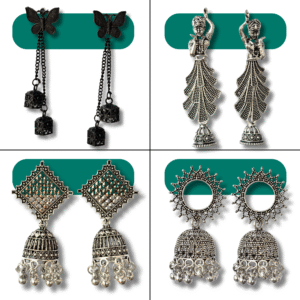 Earrings for women and girls combo set of 4 | Stylish & Party Wear Oxidised Earrings Earrings for women and girls combo set of 4 | Stylish & Party Wear Oxidised Earrings
