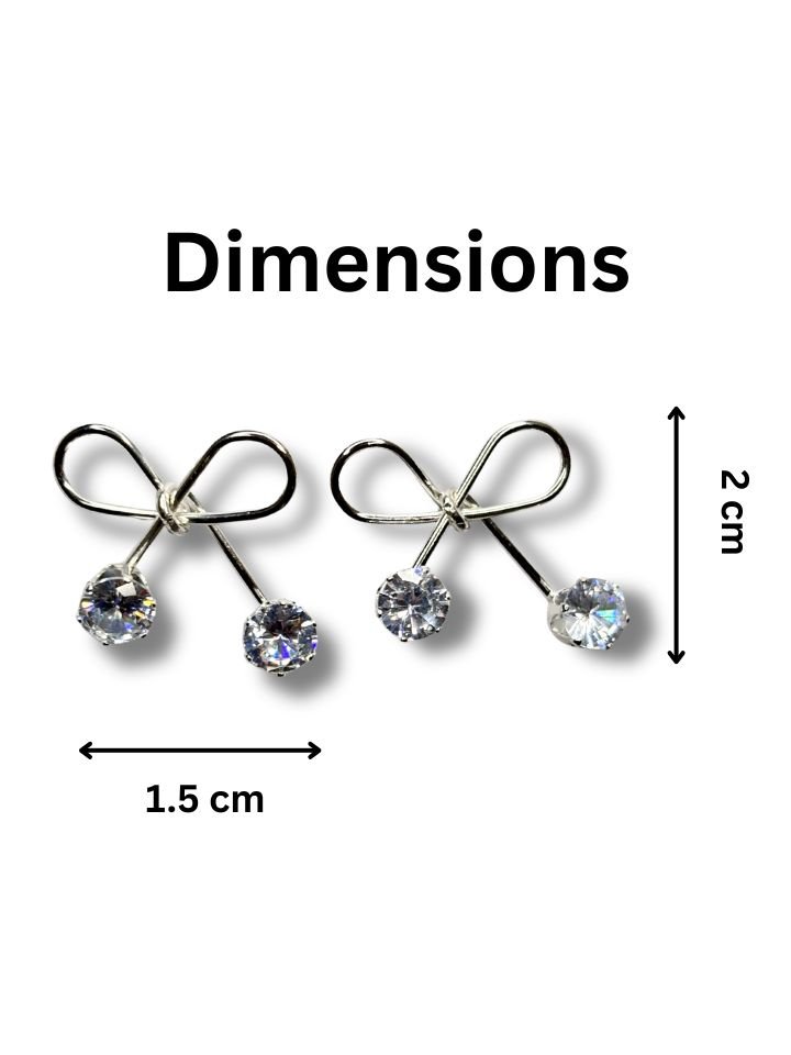 Esyko Silver Bow Knot Earrings Stylish Party Wear Earrings for Girls Esyko Silver Bow Knot Earrings for Women & Girls | Cute Stylish Stone Dangler Earrings | Party Wear & Daily Wear