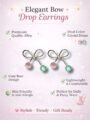 Esyko Bow Knot Earrings For Girls with Pink & Green Stones | Stylish Dangler Earrings for Women & Girls