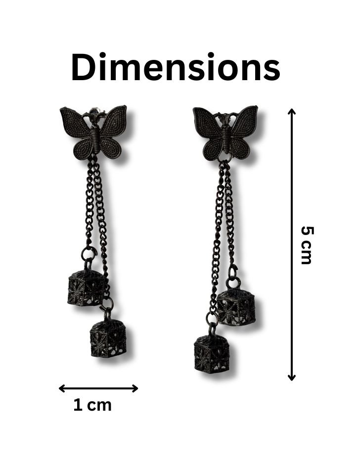 Esyko Butterfly Oxidised Jhumka Earrings for Women & Girls | Oxidised Drop Chain Jhumka Earrings | Stylish Party & Ethnic Wear