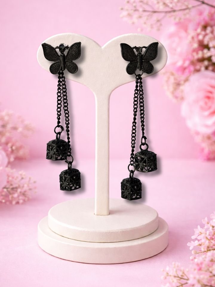 Butterfly Oxidised Jhumka Earrings – Stylish Oxidised Jhumka Drops