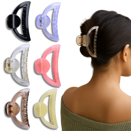 Esyko Large Hair Claw Clip for Women – 6 Pcs 9cm Multicolor Strong Grip Hair Clutchers Combo