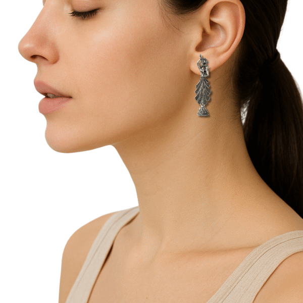 Oxidised Silver Dancing Lady Earrings for Women & Girls - Image 4