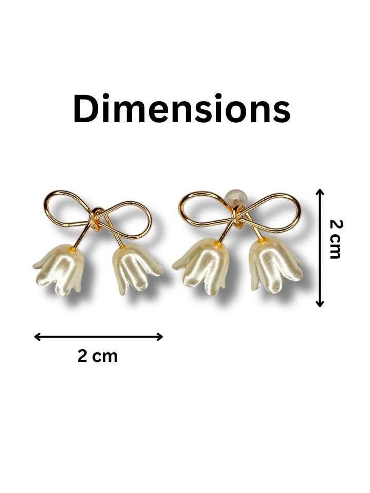Esyko Pearl Flower Bow Earrings for Women & Girls | Elegant Dangler Earrings | Party & Daily Wear