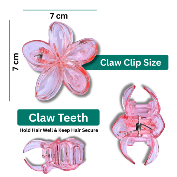 Flower Hair Claw Clip Combo 7 CM – Large Size Stylish Hair Accessories for Women & Girls - Image 2