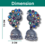 Oxidised Peacock Jhumka Earrings for Women & Girls - Multicolor Partywear Jewellery