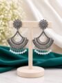 Oxidised Silver Jhumka Earrings for Women & Girls with White Beads Oxidised Silver Jhumka Earrings for Women & Girls with White Beads