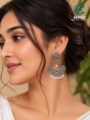 Oxidised Silver Jhumka Earrings for Women & Girls with White Beads Oxidised Silver Jhumka Earrings for Women & Girls with White Beads
