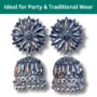 Vintage Oxidised Jhumka Earrings for Women & Girls - Stylish Ethnic Earrings