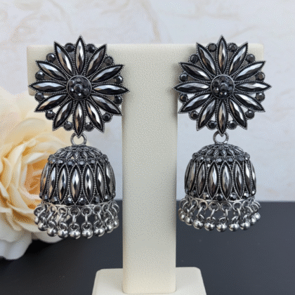 Vintage Oxidised Jhumka Earrings for Women & Girls - Stylish Ethnic Earrings