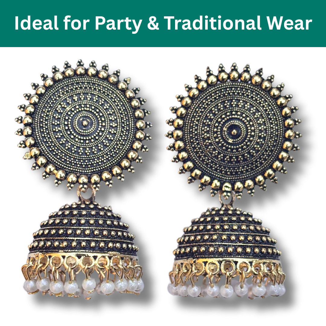 Vintage oxidised jhumka earrings for women 4 Vintage Oxidised Jhumka Earrings for Women - Ethnic & Stylish Party Wear