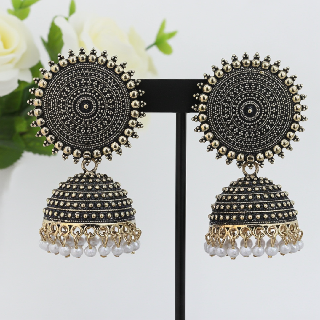 Esyko Vintage Oxidised Jhumka Earrings for Women - Ethnic & Stylish Party Wear