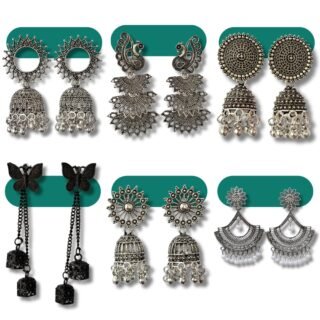 6 Pair Traditional Jhumki Earrings Combo for Women