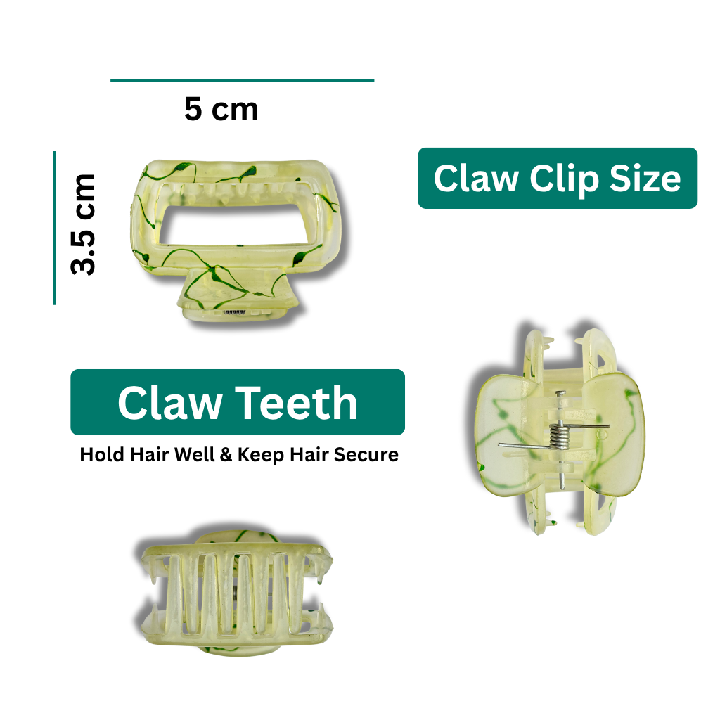 Combo Marble Design Hair Claw Clips - Stylish Medium Size Hair Claw 5 cm