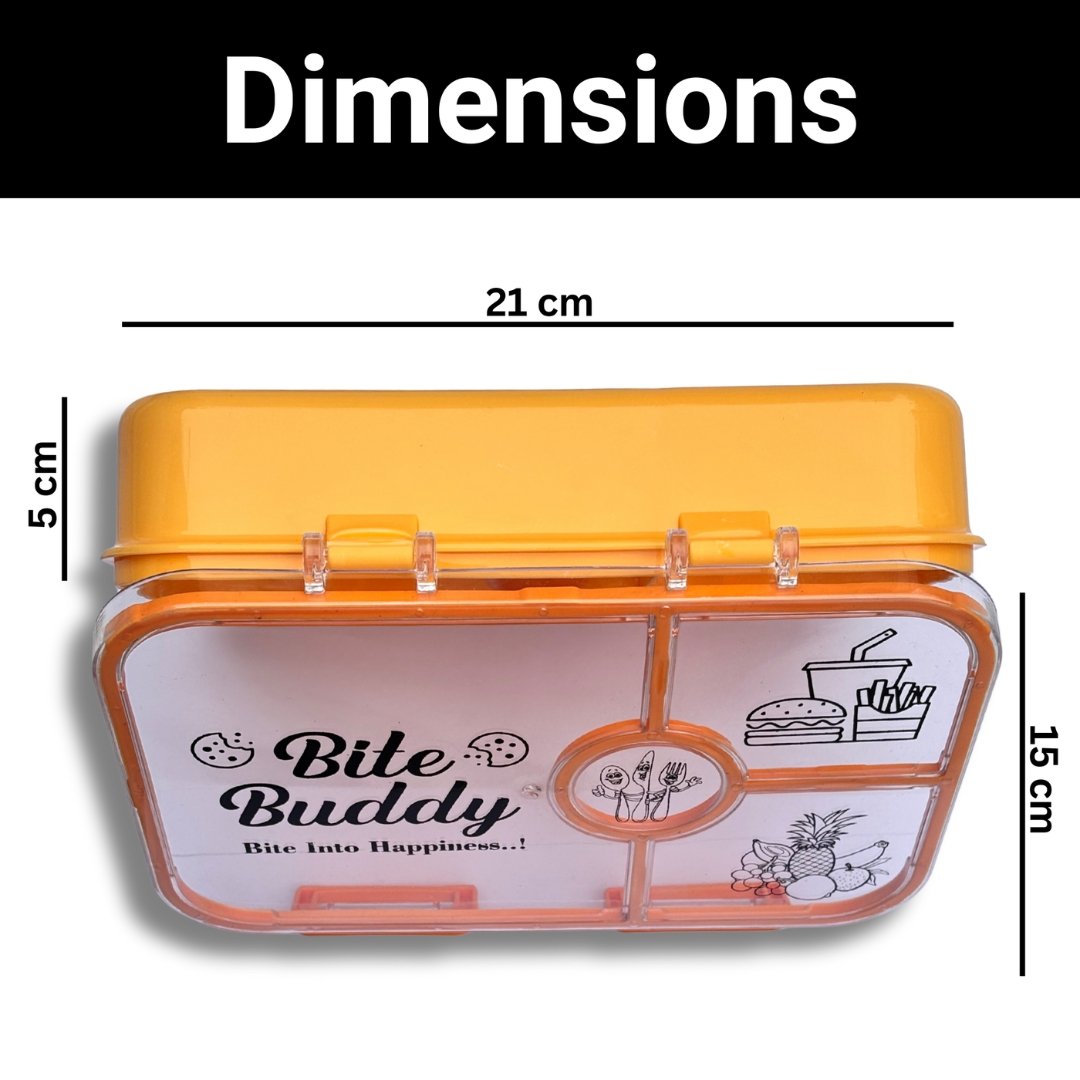 Leak Proof Tiffin Box | Airtight 4 Compartment Lunch Box with Spoon & Fork