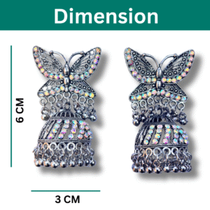 Vintage Oxidised Butterfly Jhumka Earrings for Women & Girls