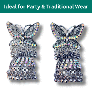 Vintage Oxidised Butterfly Jhumka Earrings for Women & Girls