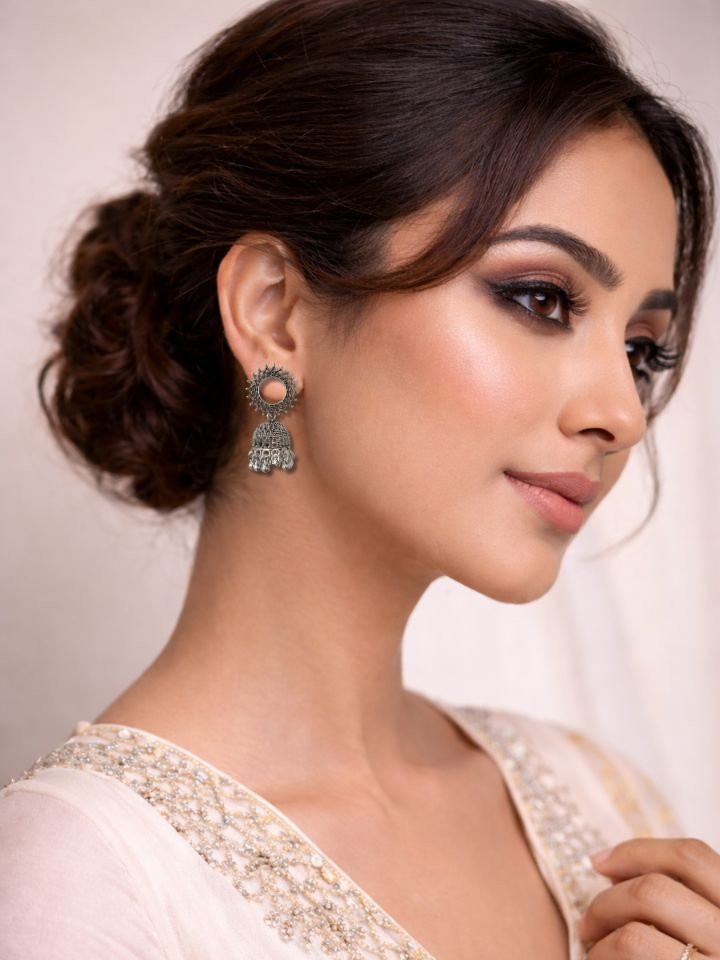 Esyko Oxidized Silver Earrings for Women Sun Design Jhumka Earrings for Women | Traditional Ethnic Dangler Earrings | Party Wear Boho Tribal Earrings