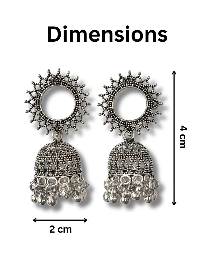 Esyko Oxidized Silver Earrings for Women Sun Design Jhumka Earrings for Women | Traditional Ethnic Dangler Earrings | Party Wear Boho Tribal Earrings