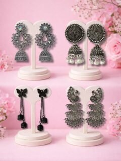 4 Pair Jhumki Earrings Combo Box & Peacock Design Earrings 4 Pair Jhumki Earrings Combo Box & Peacock Design Earrings