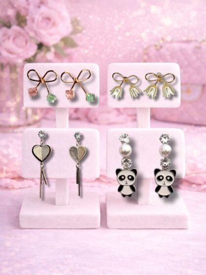 4 Pair Stylish Stud Earrings Combo Set for Women & Girls | Cute & Elegant Design