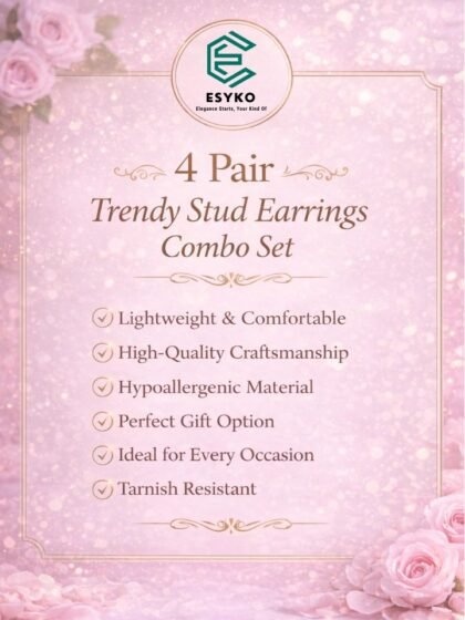 4 Pair Stylish Drop Earrings Combo Set for Women & Girls | Trendy Stud & Drop Earrings