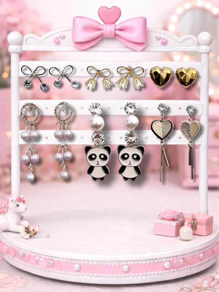 6 Pair Trendy Earrings Combo for Women and Girls