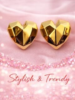 Gold Heart Shape Stud Earrings for Women | Trendy Fashion Jewellery Gold Heart Shape Stud Earrings for Women | Trendy Fashion Jewellery
