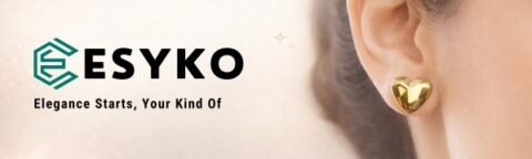 Gold Heart Shape Stud Earrings for Women | Trendy Fashion Jewellery esyko heart shape stud earrings for women