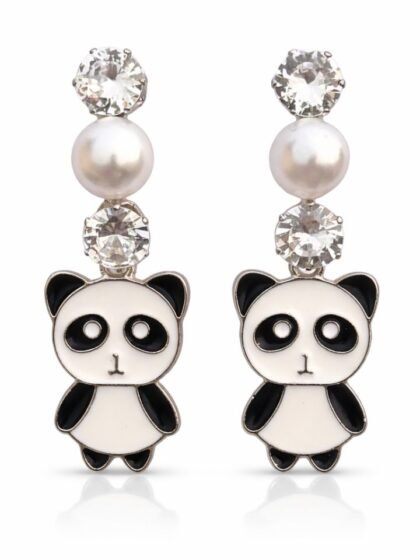 Esyko Panda Earrings For Girls | Crystal Stud Earrings | Cute Drop Earrings For Women & Girls