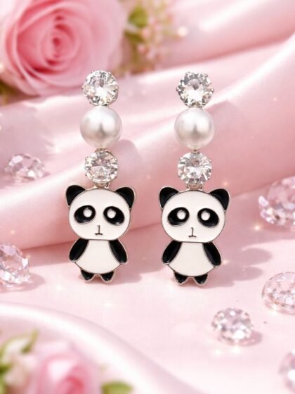 Esyko Panda Earrings For Girls | Crystal Stud Earrings | Cute Drop Earrings For Women & Girls