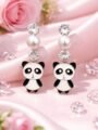 Esyko Panda Earrings For Girls | Crystal Stud Earrings | Cute Drop Earrings For Women & Girls
