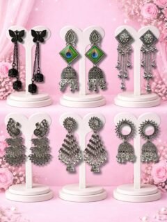 6 Pair Oxidised Earrings Combo Set – Butterfly & Peacock Feather Earrings Esyko 6 Pair Oxidised Earrings Combo Set – Butterfly & Peacock Feather Dangle Earrings for Women