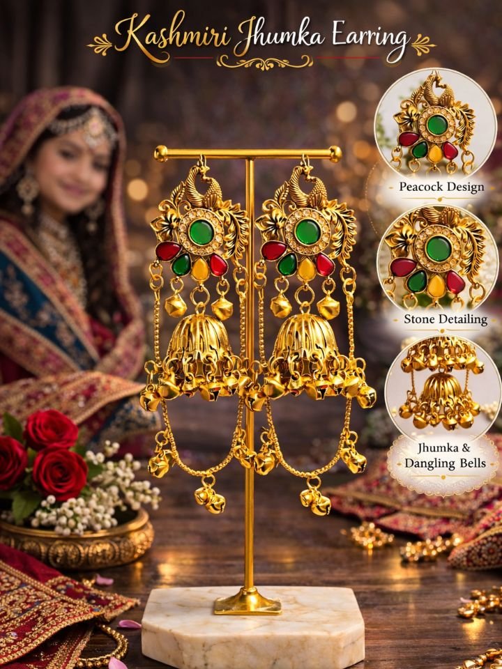 Esyko Kashmiri Long Jhumka Earrings for Women 3 Buy Esyko Kashmiri Long Jhumka Earrings for Women | Heavy Traditional Party & Wedding Earrings