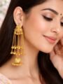 Gold Plated Kashmiri Long Jhumka Earrings for Women | Long Chain Traditional Ethnic Dangler Earrings | Wedding Party Wear Jhumka Earrings for Girls