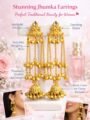 Gold Plated Kashmiri Long Jhumka Earrings for Women | Long Chain Traditional Ethnic Dangler Earrings | Wedding Party Wear Jhumka Earrings for Girls