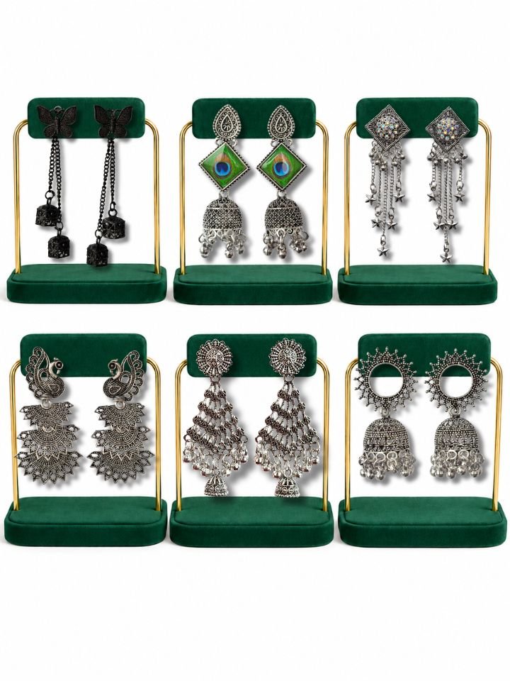 6 Pair Oxidised Earrings Combo Set – Butterfly & Peacock Feather Earrings 6 Pair Oxidised Earrings Combo Set – Butterfly & Peacock Feather Earrings
