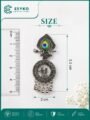Oxidised Silver Radha Krishna Earrings with Peacock Stone for Women