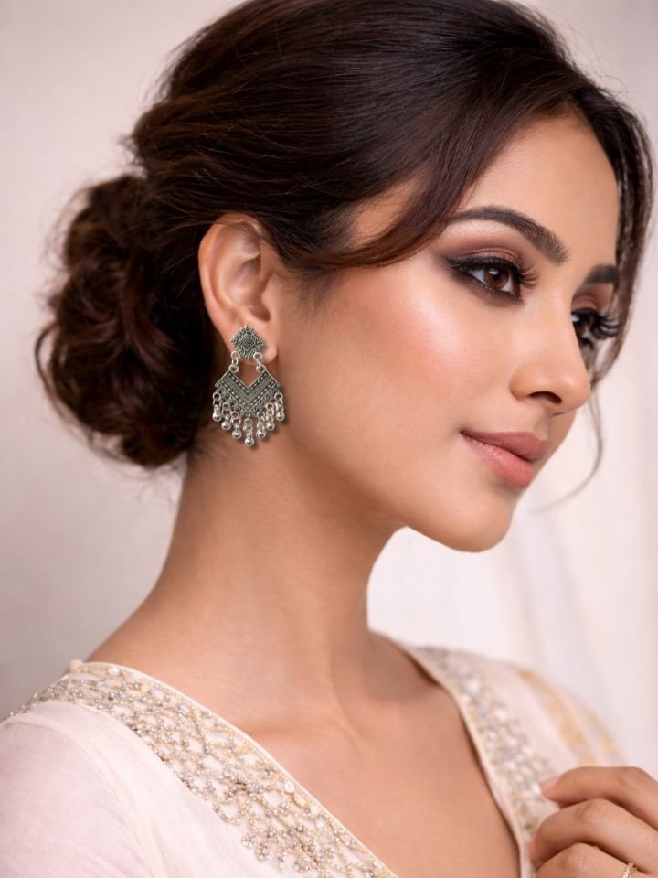 Esyko Oxidised Silver Traditional Dangler Earrings for Women – Ethnic Party Wear Jewellery Esyko Oxidised Silver Traditional Dangler Earrings for Women – Ethnic Party Wear Jewellery