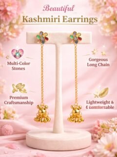 Trendy Kashmiri Long Chain Jhumka Earrings for Women | Brass Traditional Dangler Jhumki | Ethnic Party & Wedding Wear