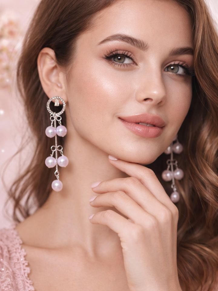 lavender pearl drop earrings 2 Lavender Pearl Drop Earrings | Crystal Hoop Party Wear Earrings for Women