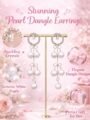 Lavender Pearl Drop Earrings | Crystal Hoop Party Wear Earrings for Women Esyko Lavender Pearl Drop Earrings for Women | Elegant Party & Wedding Wear Earrings