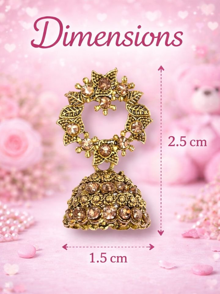 Esyko Gold Plated Oxidized Jhumka Earrings Set – Ethnic Party Wear Jhumki Esyko Gold Plated Oxidized Jhumka Earrings Set | Ethnic Stone Studded Indian Jhumki Earrings Set | Party Wear Wedding Earrings