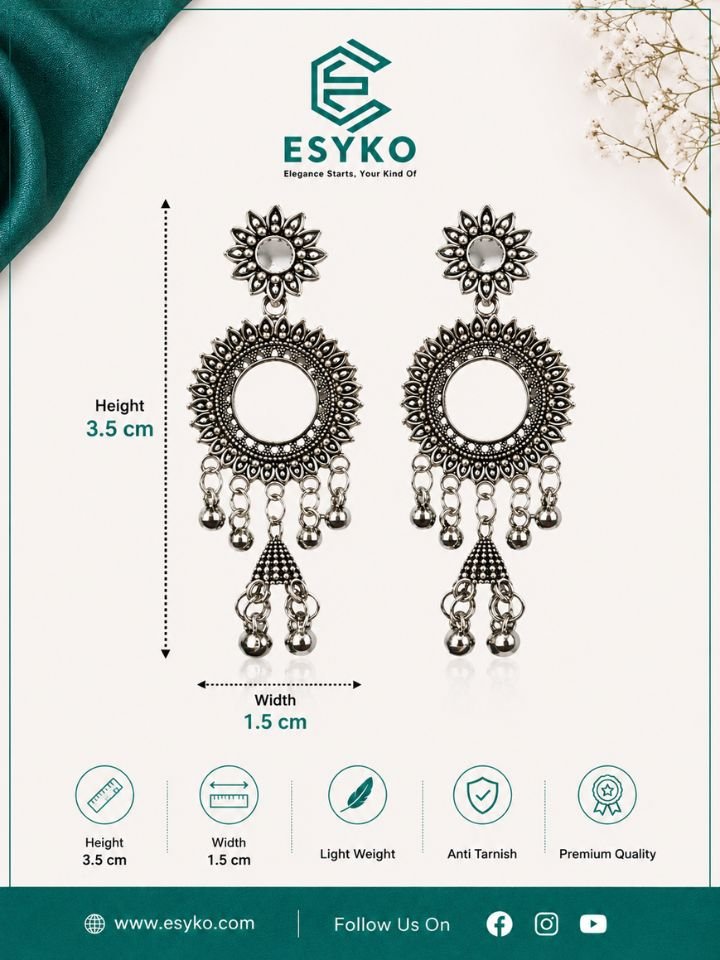 Boho Oxidised Drop Earrings Dangler | Earrings for Women & Girls